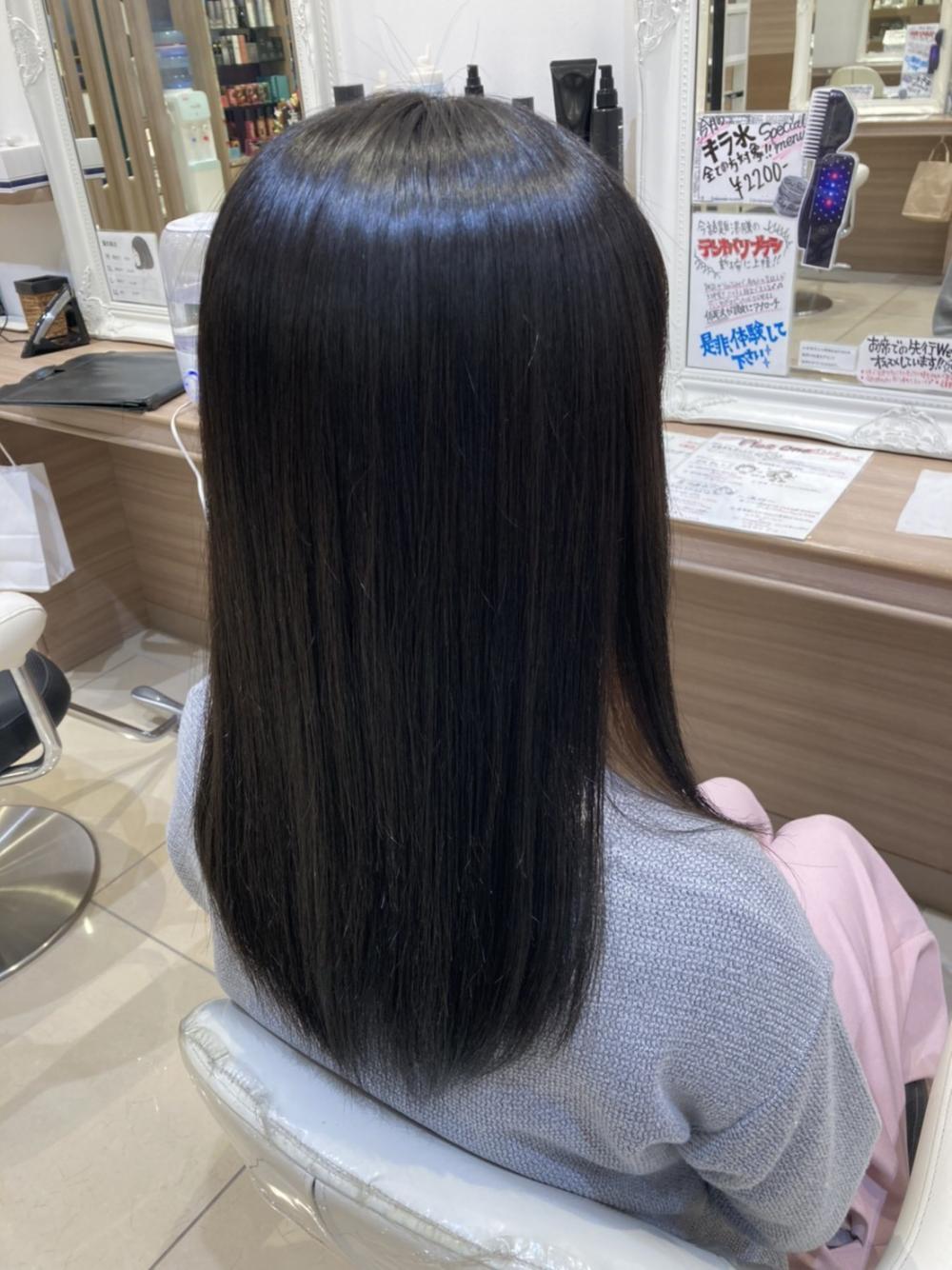 [黒髪&インナーカラー縮毛矯正]