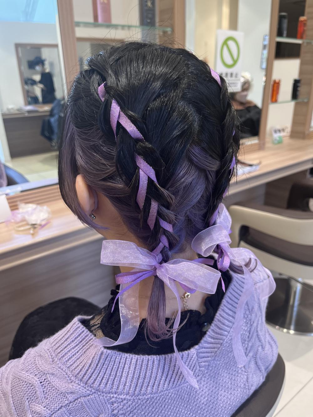 ⭐︎王道　リボン編み込み