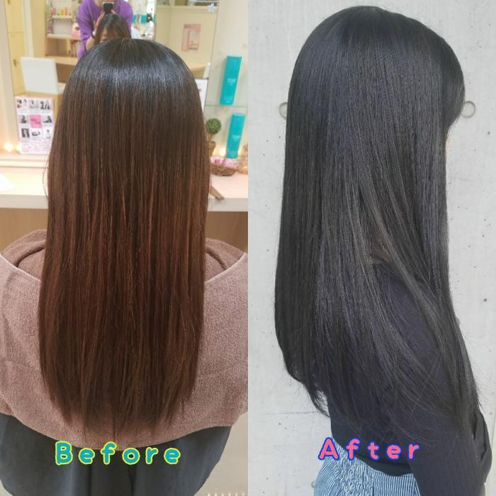 ロングヘアに暗髪カラー◡̈*✧