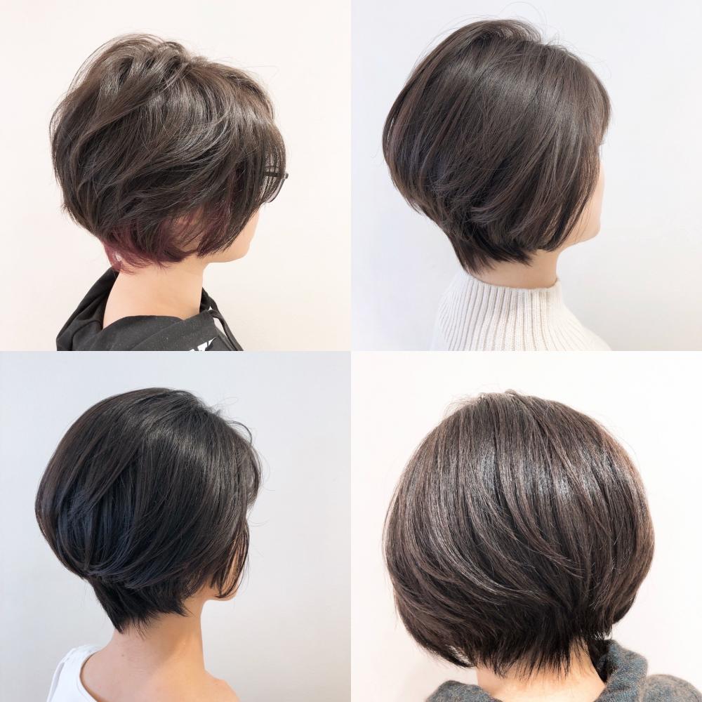 首が長く見せるショートヘア