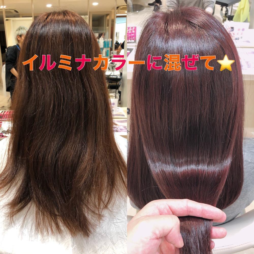 ヘアカラーと混ぜてツヤ感の凄い⭐️【髪質改善カラー】