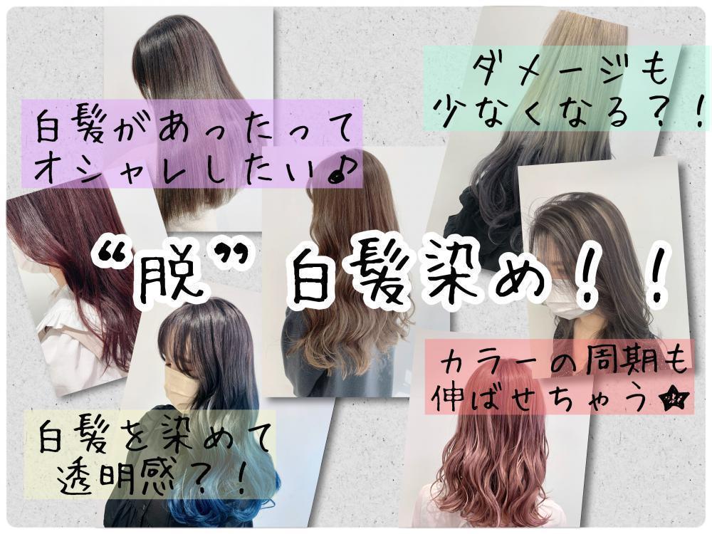 “脱”白髪染め！白髪があってもオシャレな髪にしたい♪カラーの周期を長くしたい！ダメージを減らしたい！などのお悩みもて必見