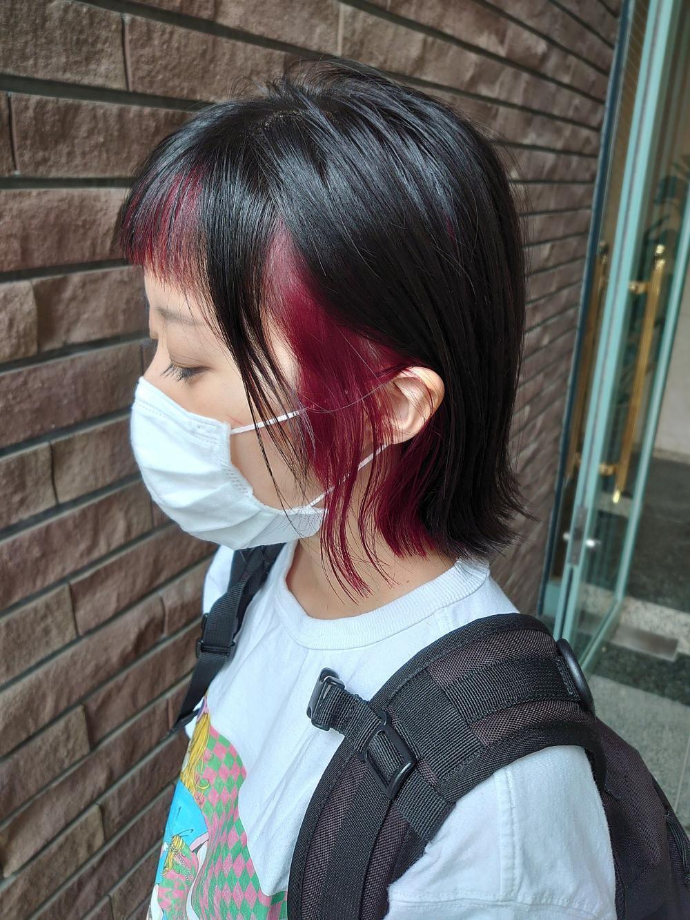 インナーカラー×ワインレッド