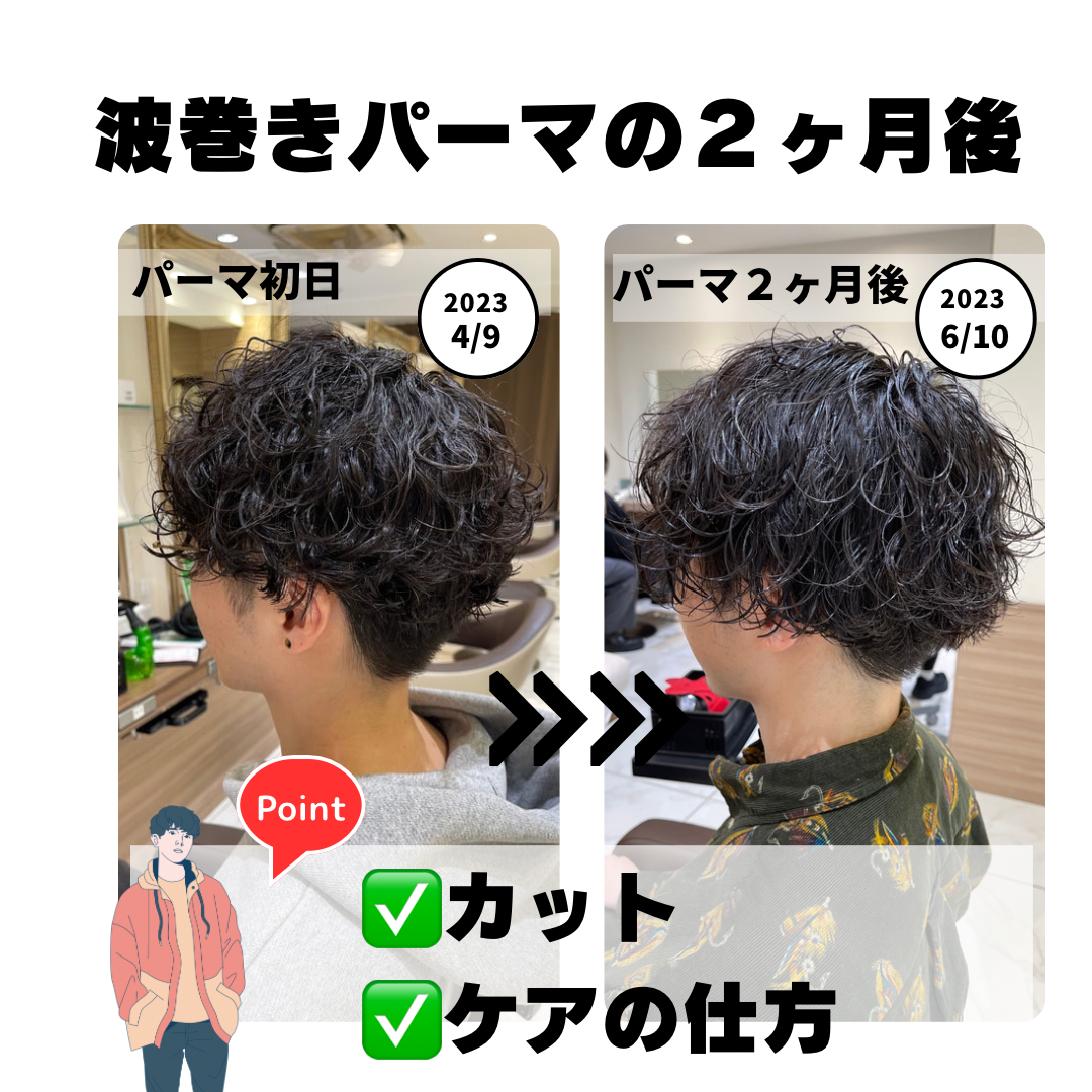 【メンズパーマ】【長持ち・ケア】波巻きパーマ後のカット・ケアの仕方