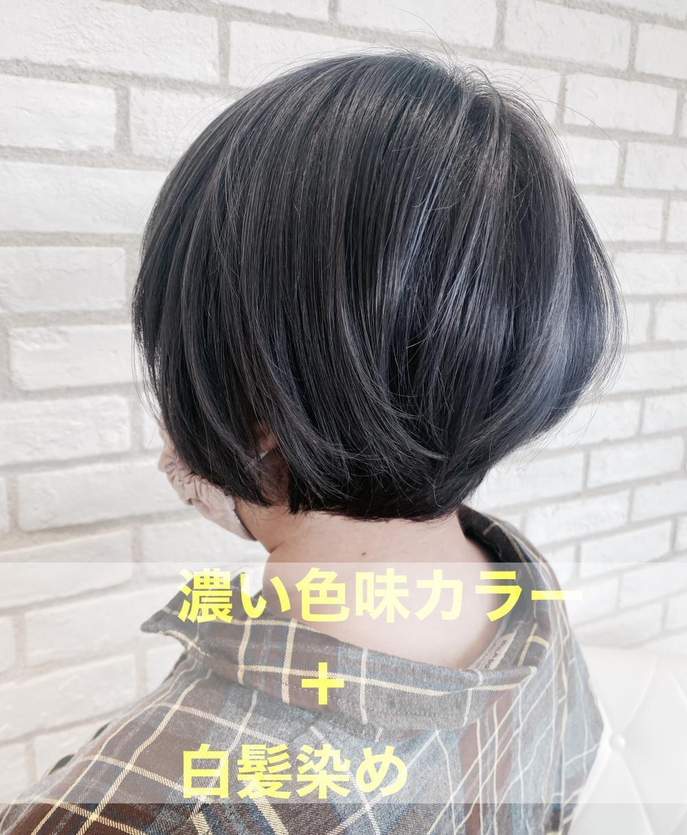 ○濃い色味のカラー＋白髪染め