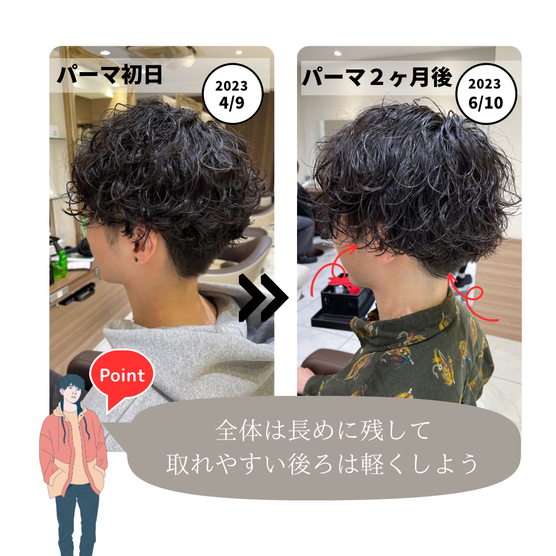 パーマして2ヶ月後のカット
