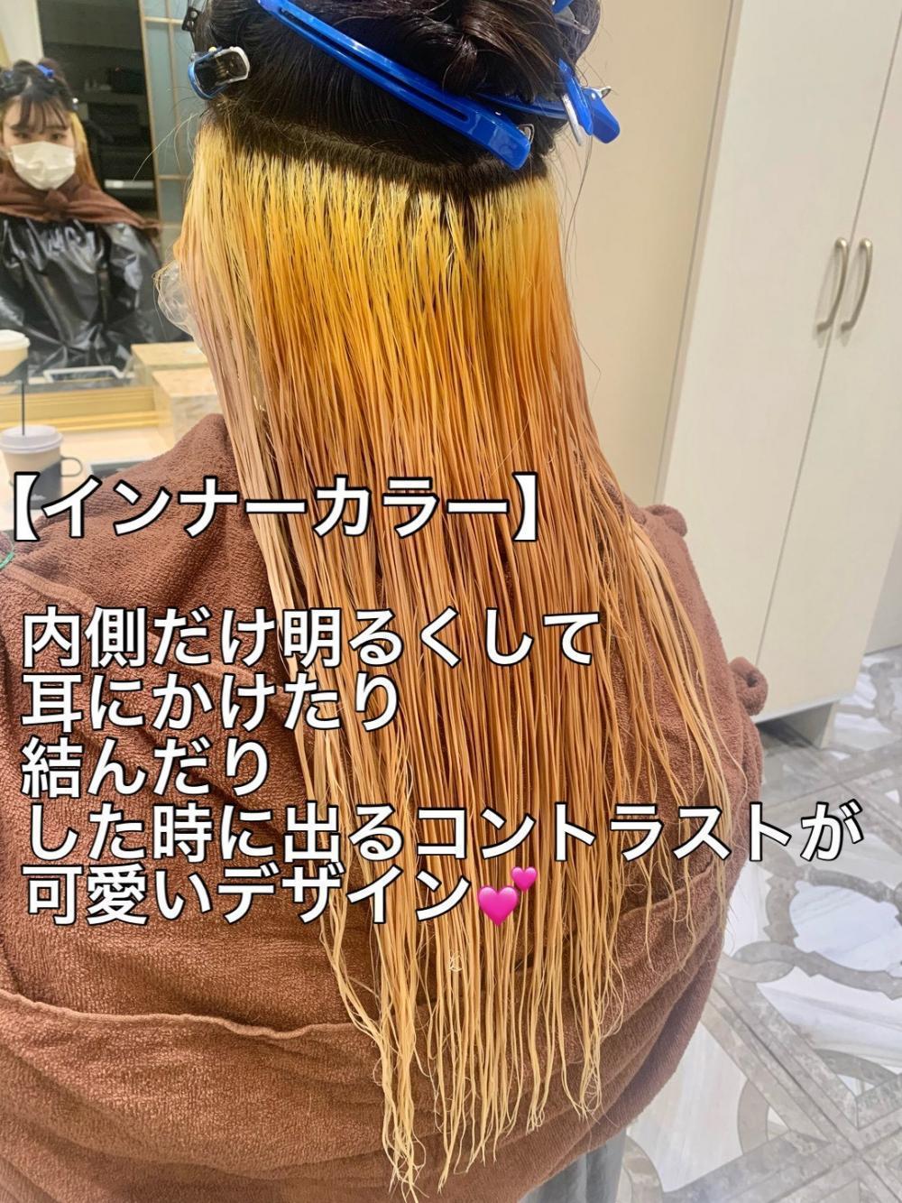 【インナーカラーのブリーチ範囲】
