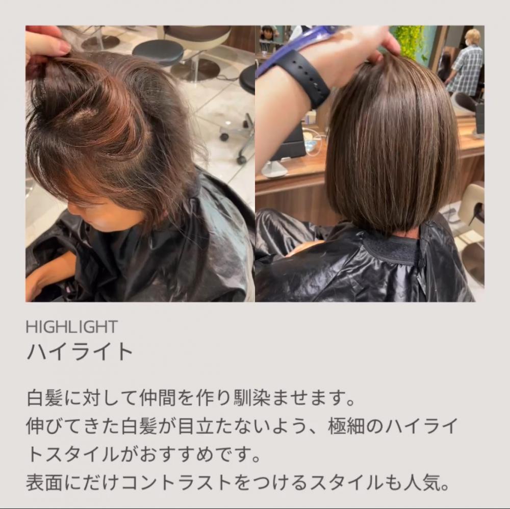 圧倒的に白髪をぼかす極細のハイライト