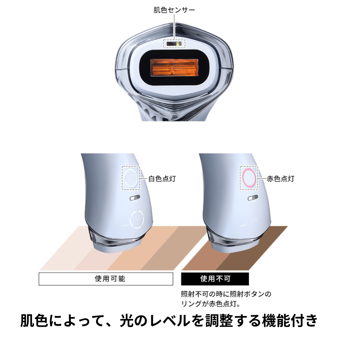 肌色センサーという名の 肌の色に合わせて光を調整する肌色センサーで、安心のセルフケアを実現。