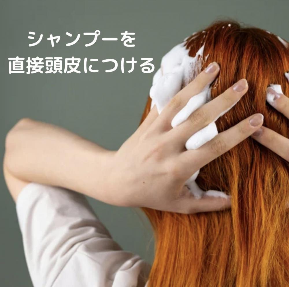 2、シャンプーを直接頭皮につける