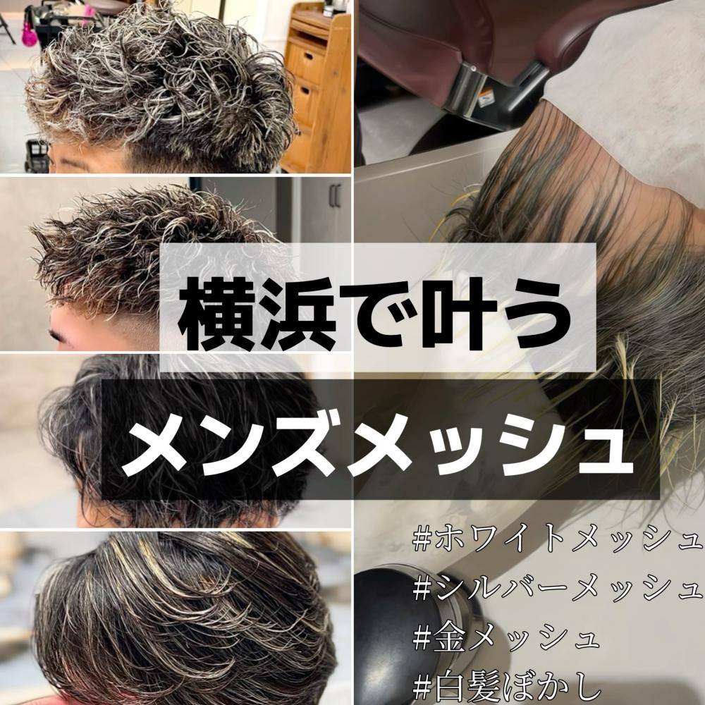 【横浜メッシュカラー】メッシュキャップ”で作る立体感ハイライト【白髪ぼかしにも対応】