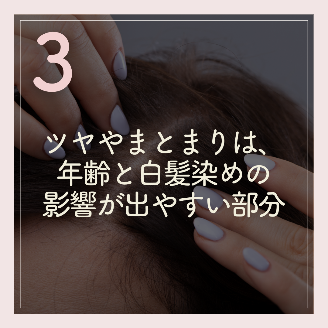 ツヤやまとまりは、年齢と白髪染めの影響が出やすい部分