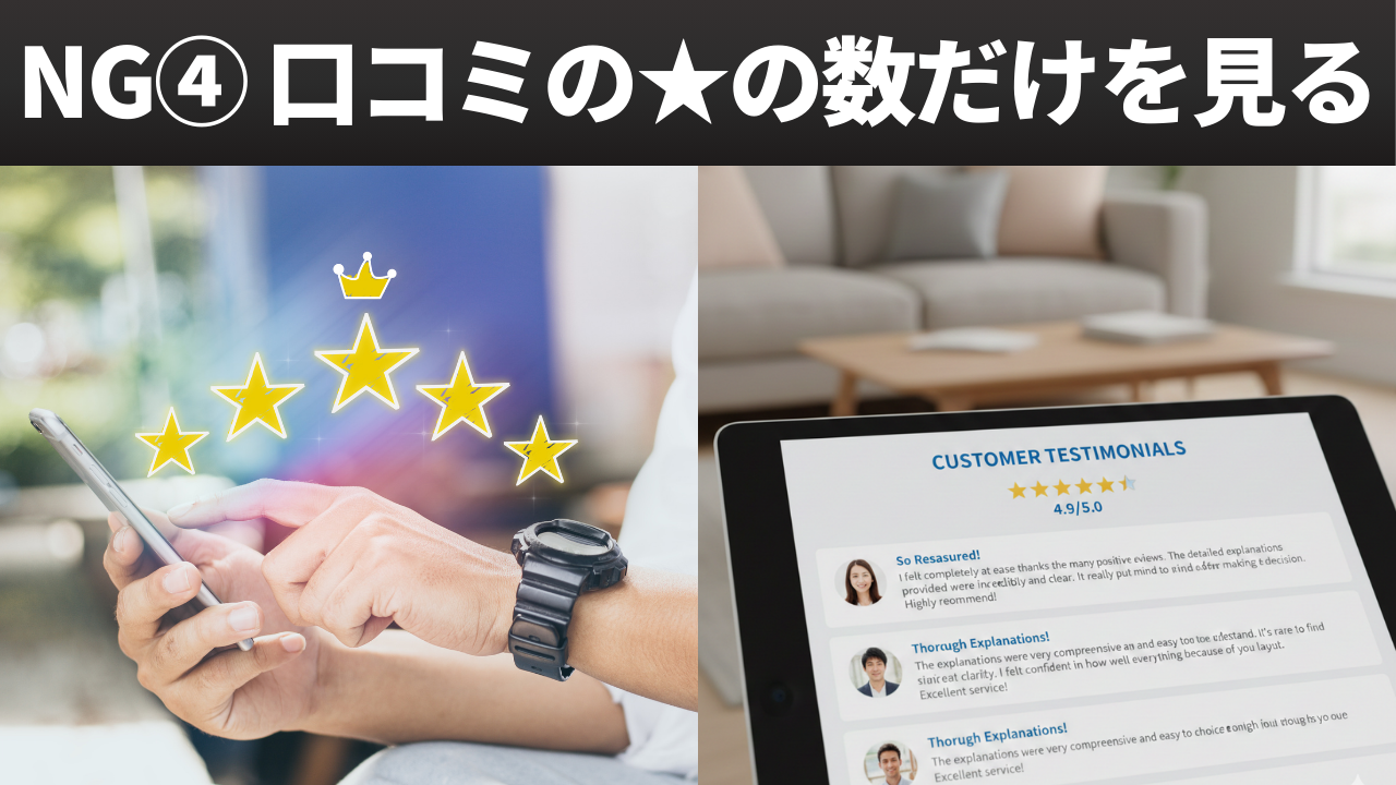 NG④ 口コミの★の数だけを見る
