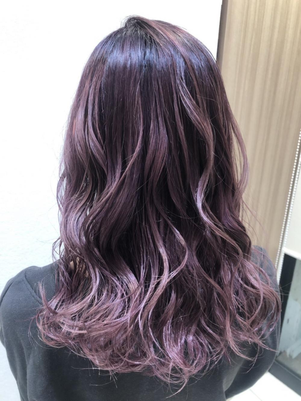 毛先のブリーチあり☆ラベンダーピンク