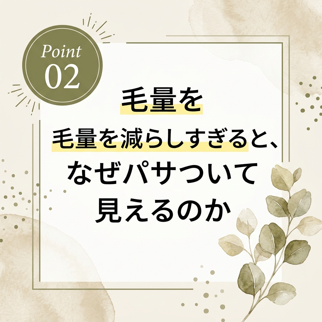 毛量を減らしすぎると、なぜパサついて見えるのか