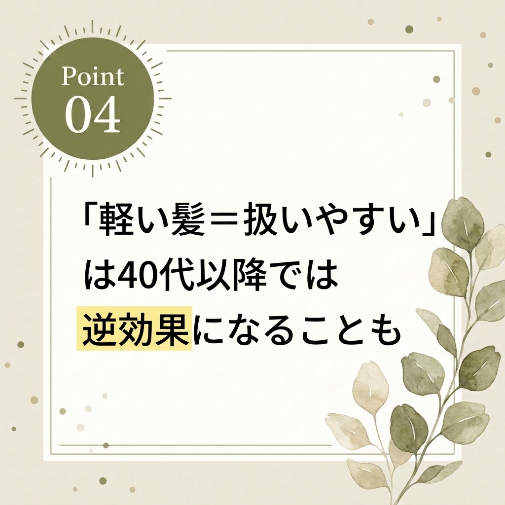 「軽い髪＝扱いやすい」は40代以降では逆効果になることも