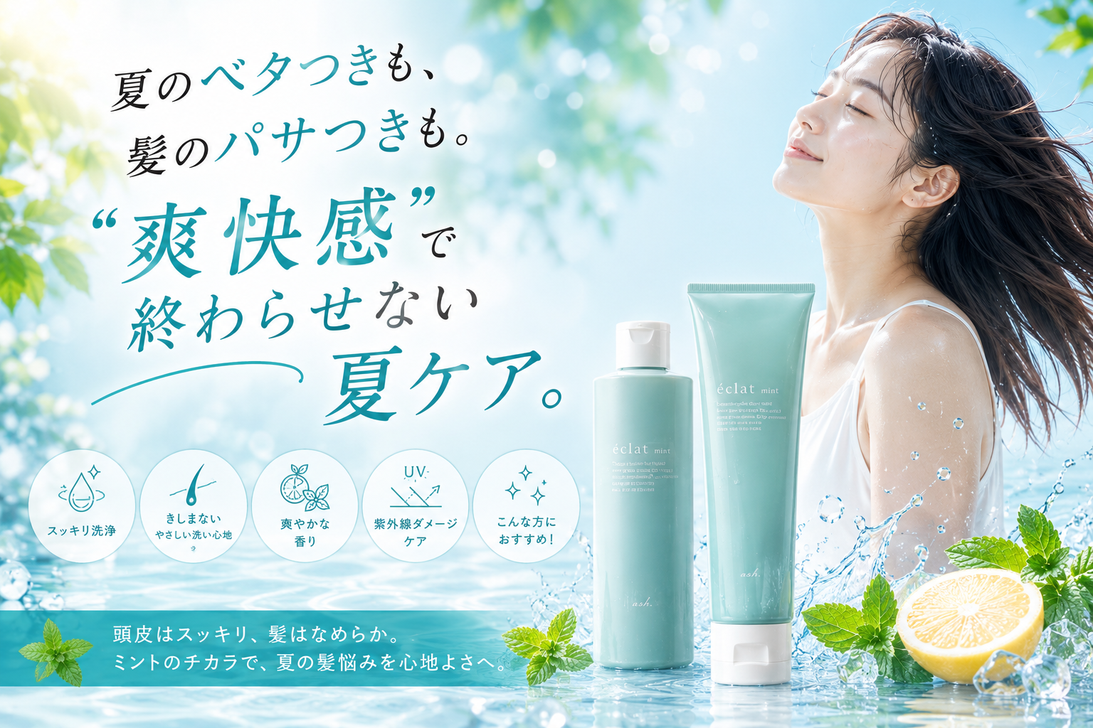     夏のベタつきも、髪のパサつきも！“爽快感”で終わらせない夏ケア