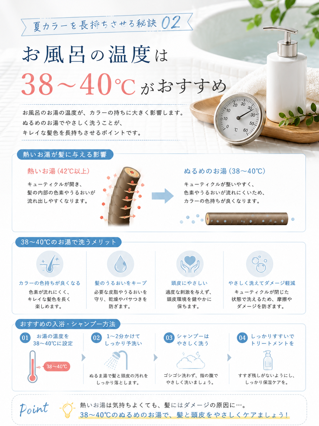 お風呂の温度は38〜40℃がおすすめ