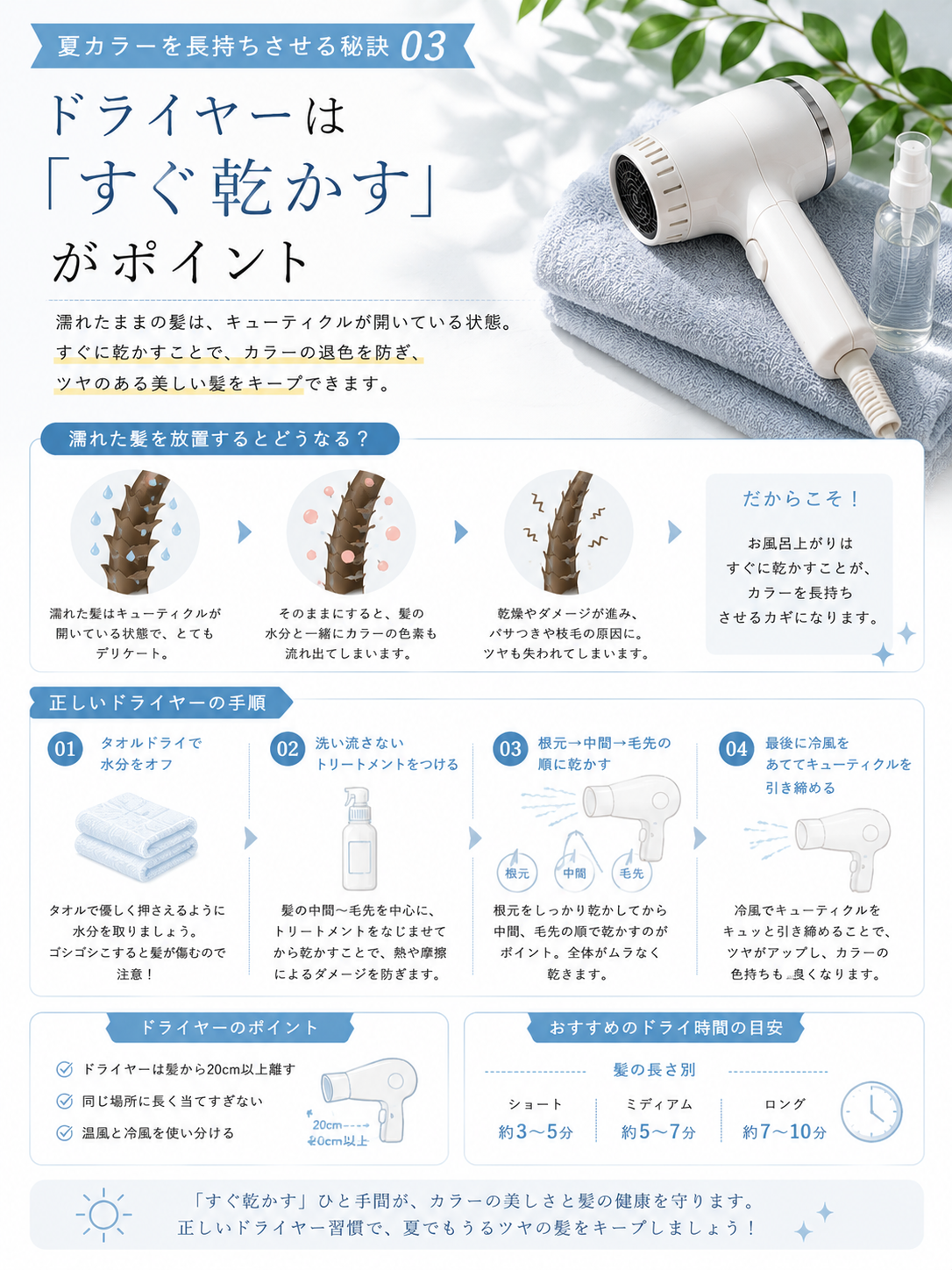 ドライヤーは「すぐ乾かす」がポイント