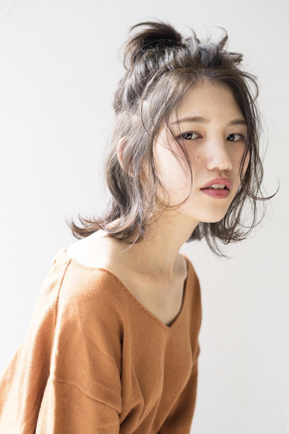 ざっくりお団子ハーフアップ