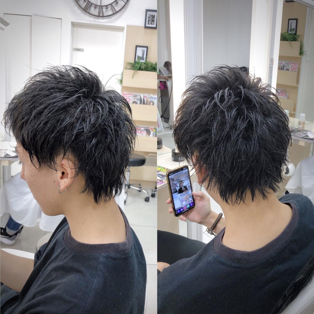 黒髪アップバングぷちウルフ