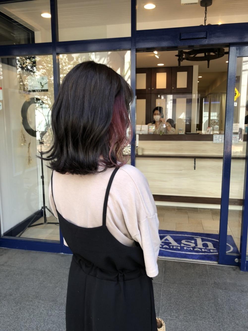 ワンブリーチでインナーpink外ハネボブ