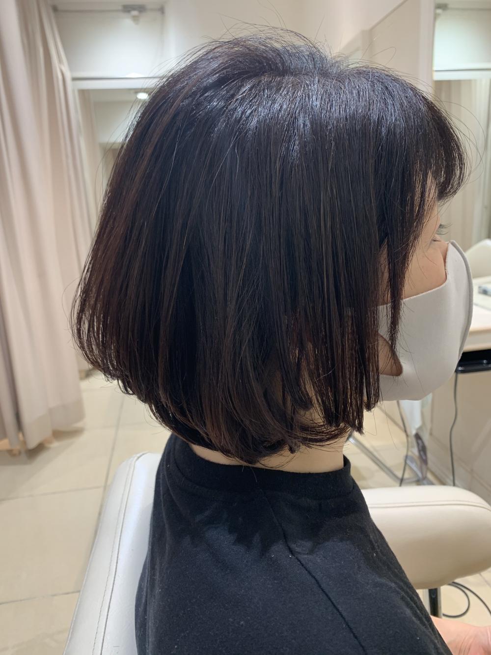 縮毛矯正毛のショートボブ