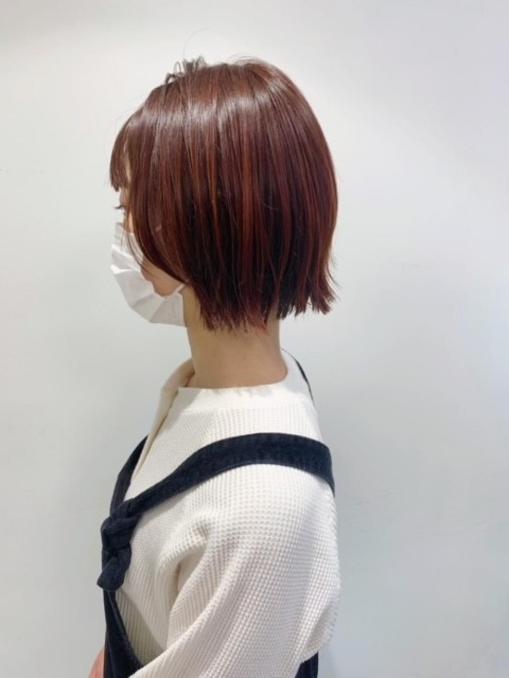 ミニボブ×外ハネ×オレンジ
