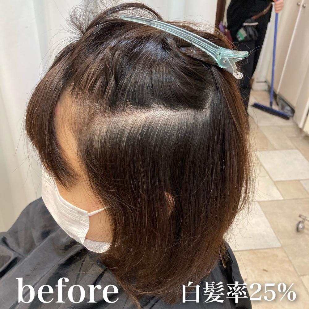 脱白髪染めハイライト髪を老けさせないボブ｜サブ写真③