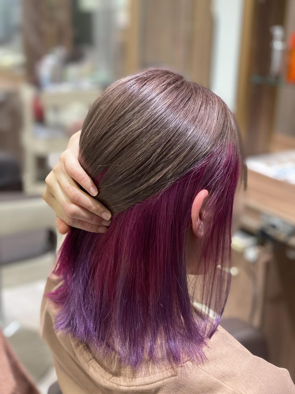 インナーカラーでブルーからピンクのグラデーション