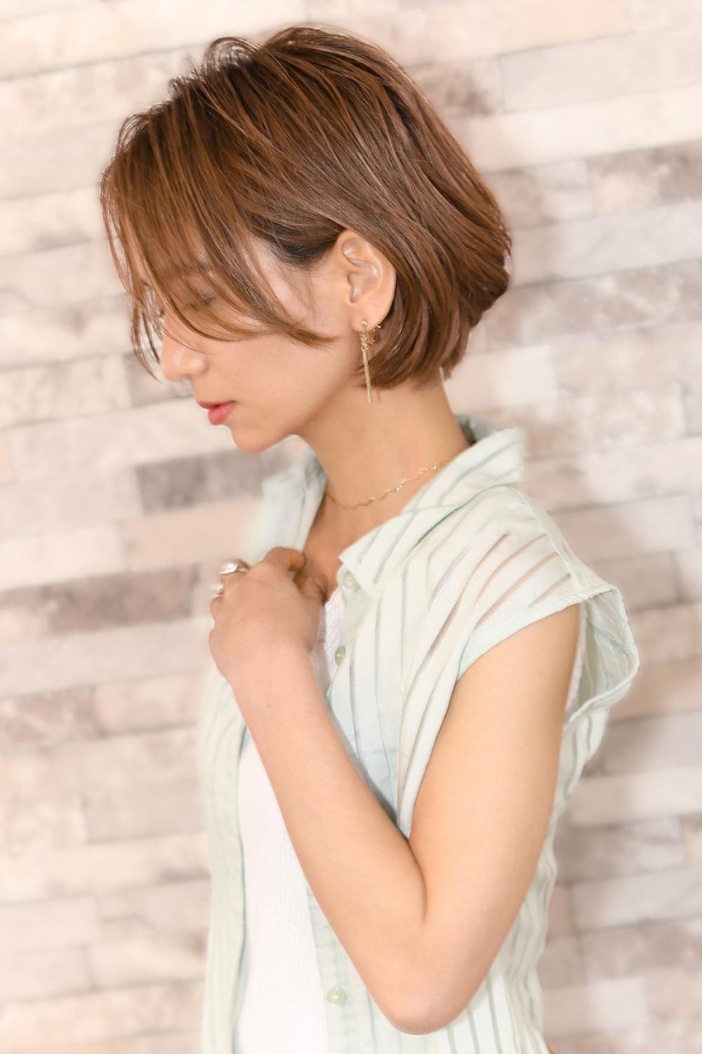 透け感たっぷり　外ハネボブ×ココアベージュ｜サブ写真②