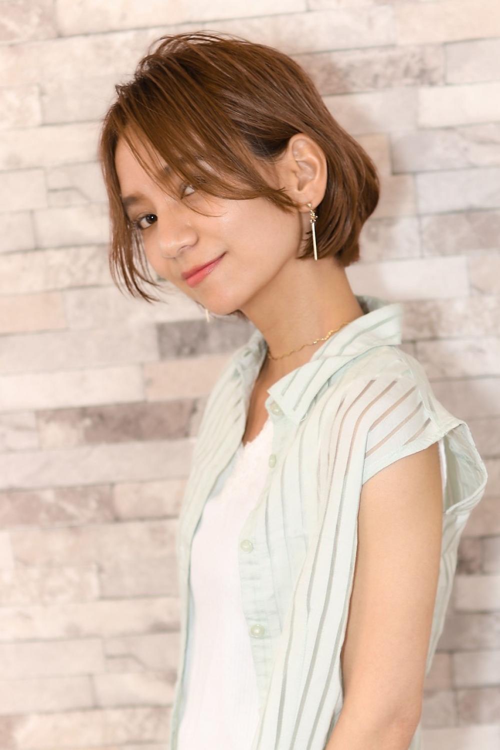 透け感たっぷり　外ハネボブ×ココアベージュ｜サブ写真③