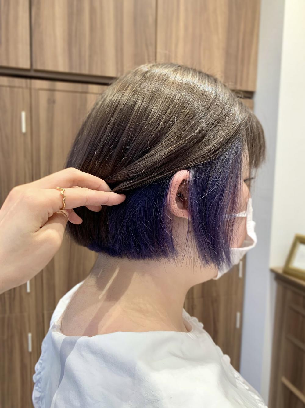 ミニボブでも可愛いインナーカラー/ブルーバイオレット