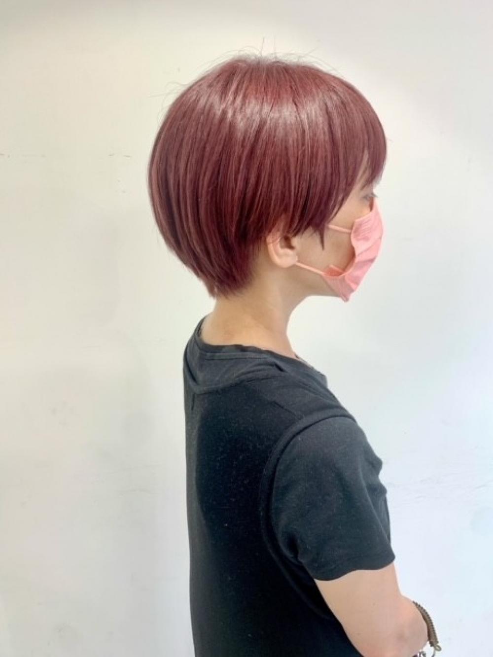 マッシュショート×ブリーチピンク