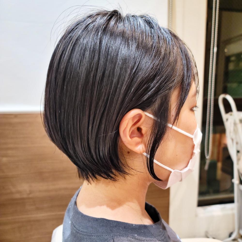 縮毛矯正×耳かけショートボブ