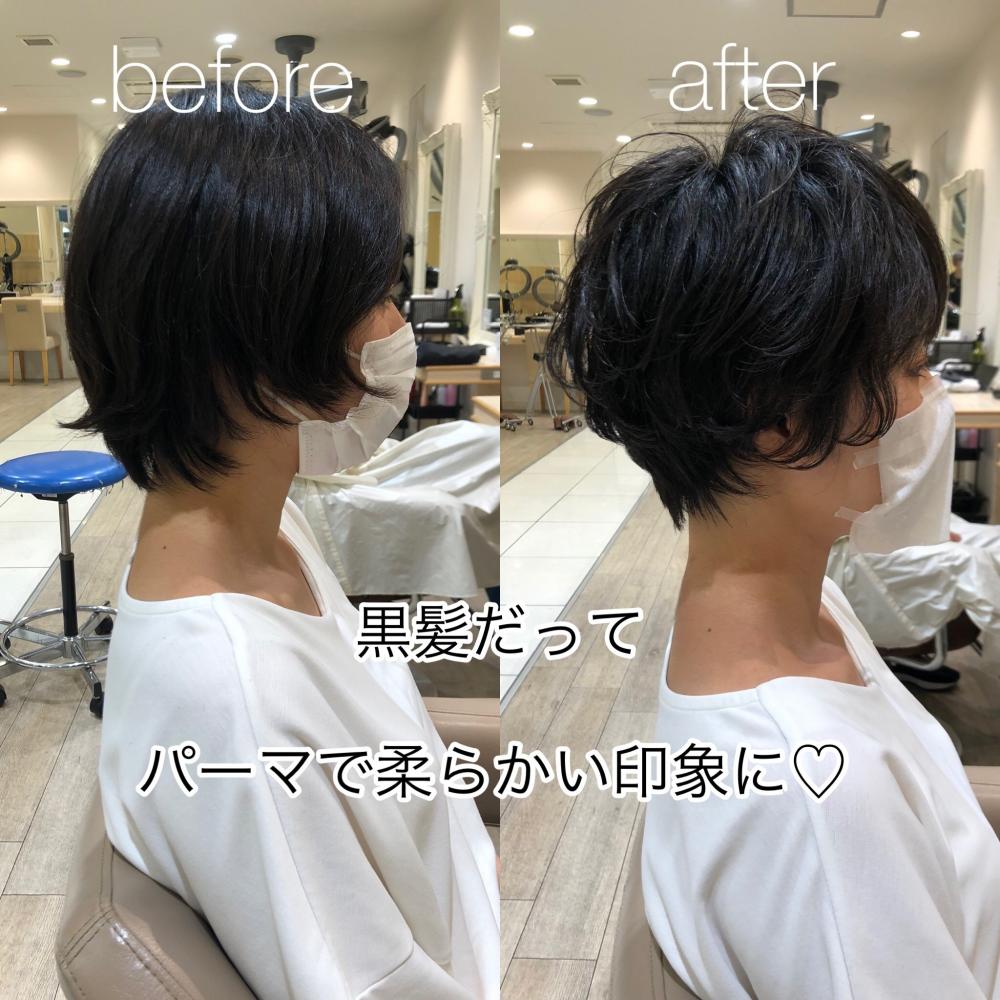パーマで柔らかく♡マッシュショート