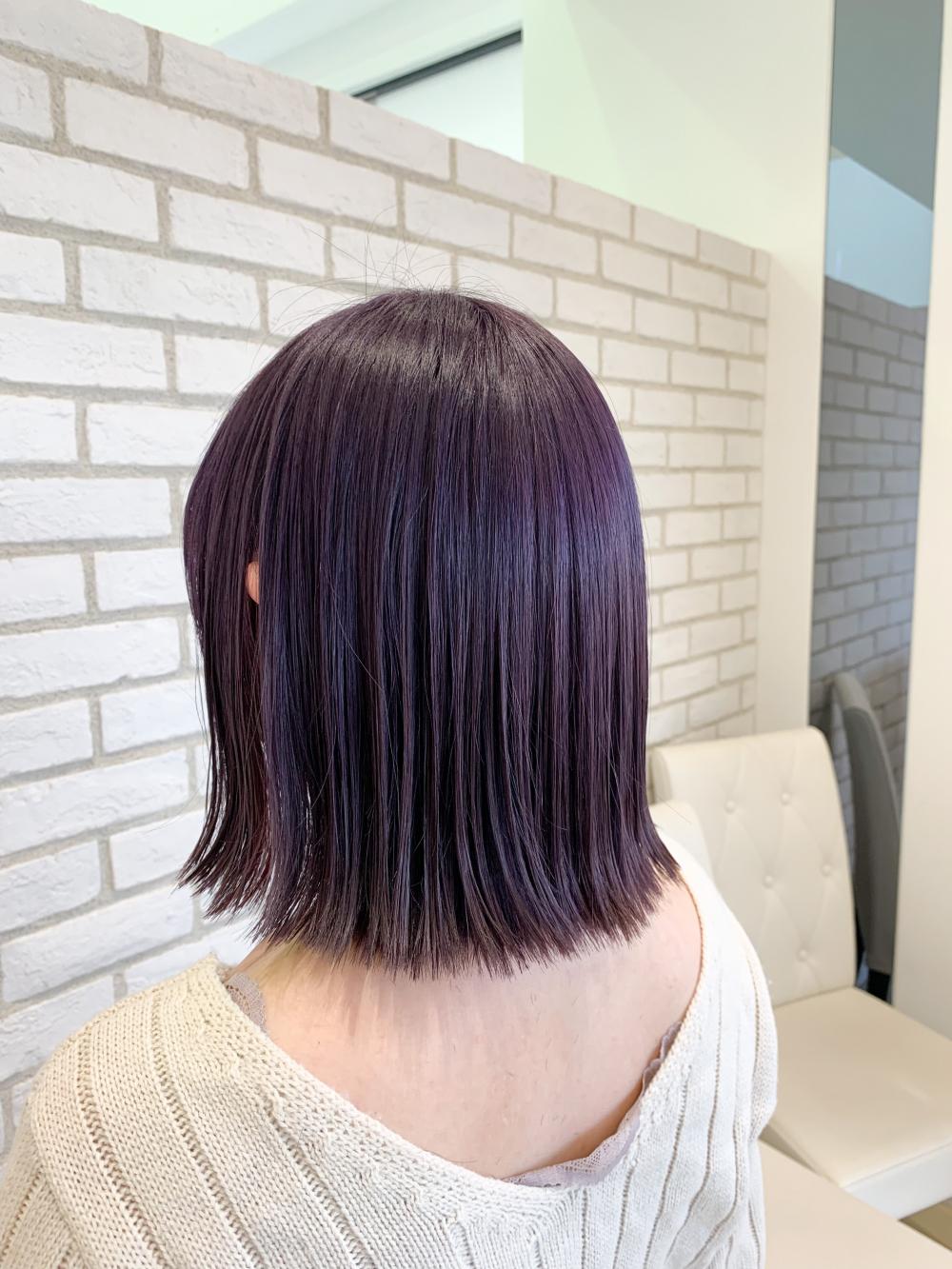 パープル暗髪ボブ
