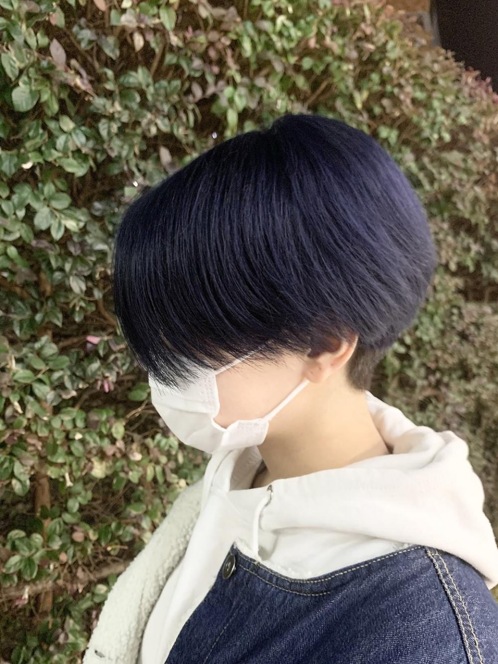 刈り上げ×ハンサムショート×ディープブルー