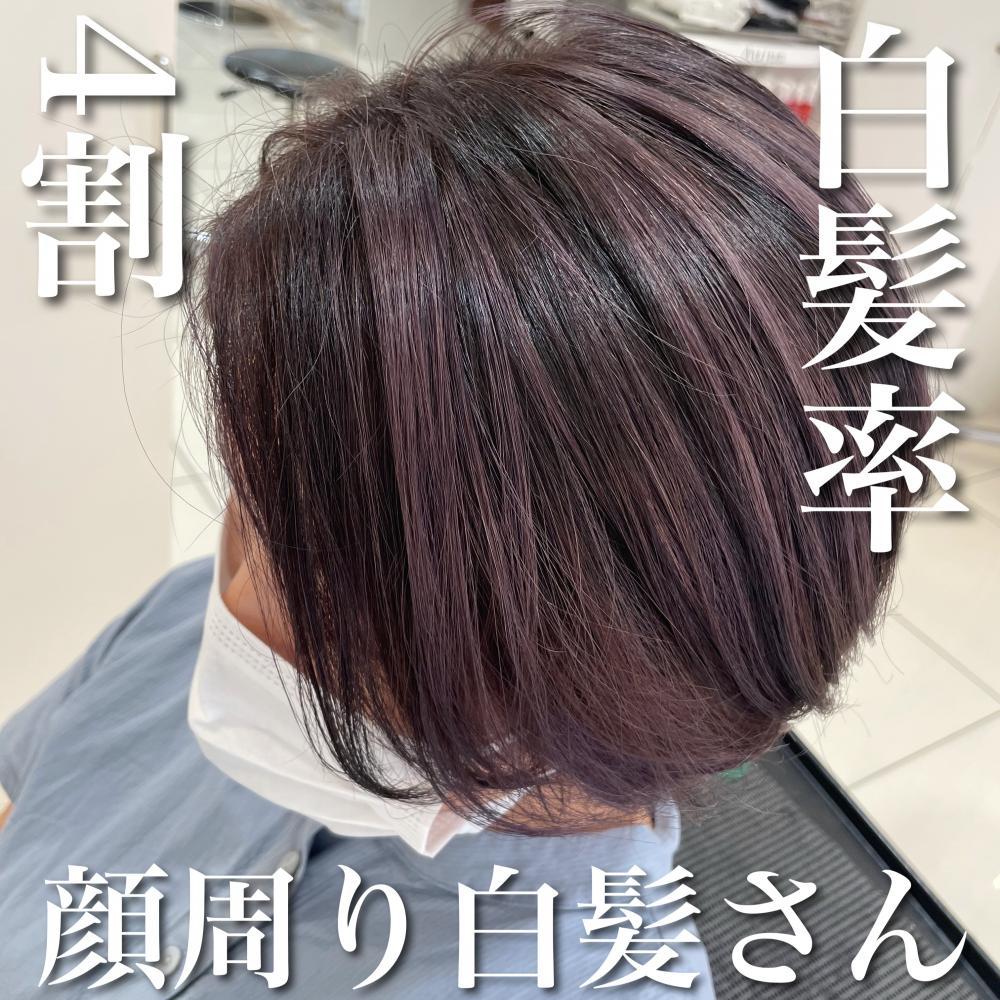 顔周り白髪さん×白髪活かし