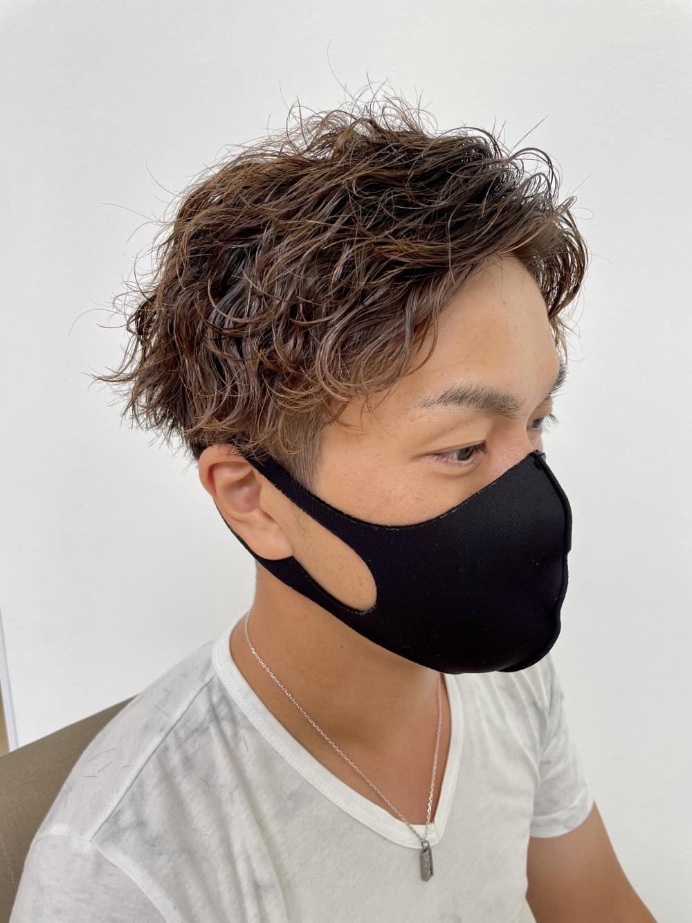 ショートかきあげ波巻きパーマ