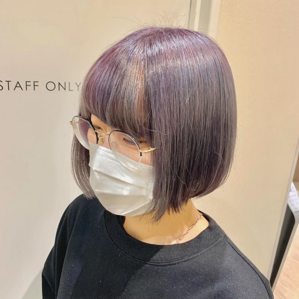 紫×シルバーボブ