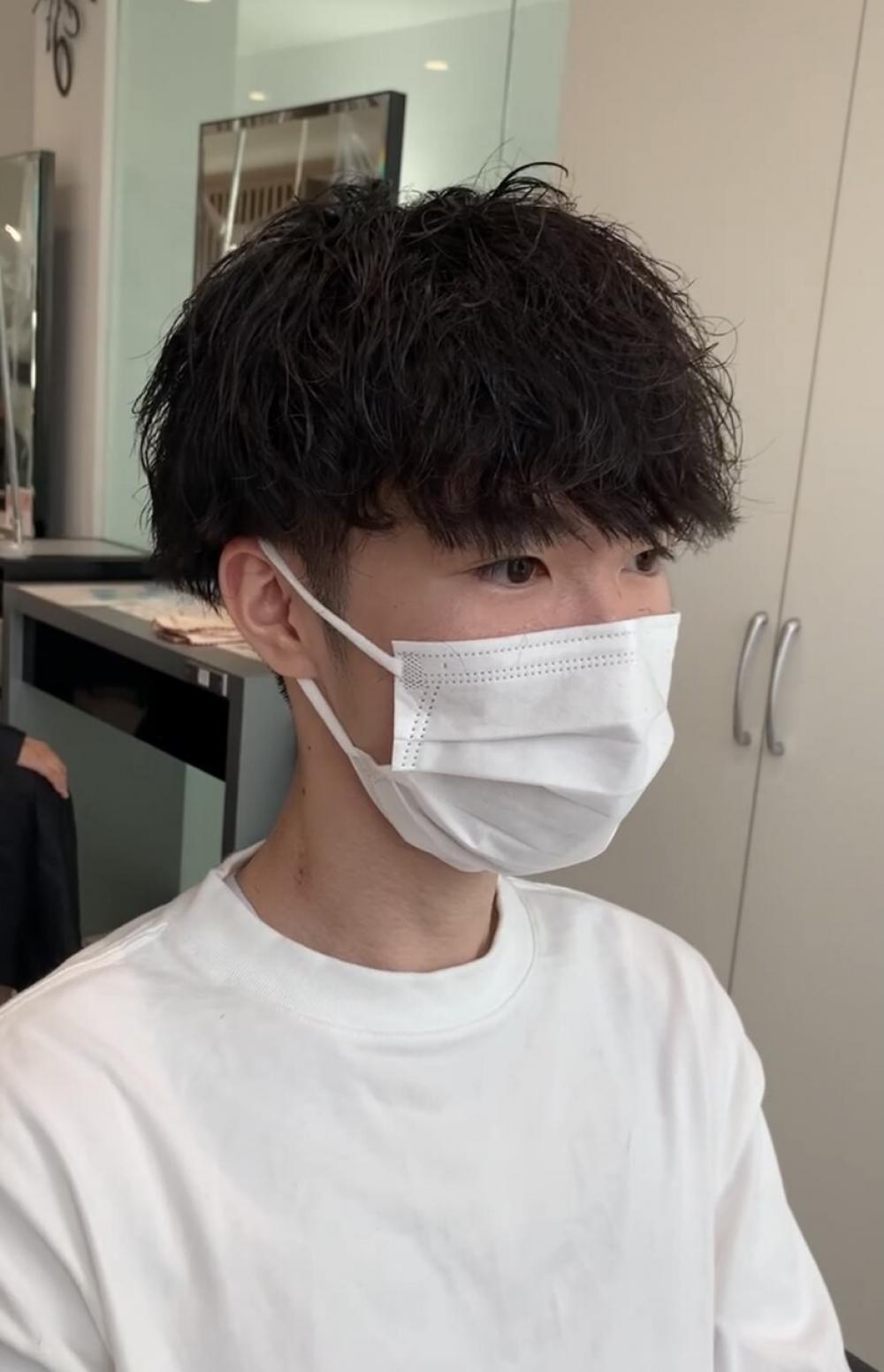 王道波巻きパーマ