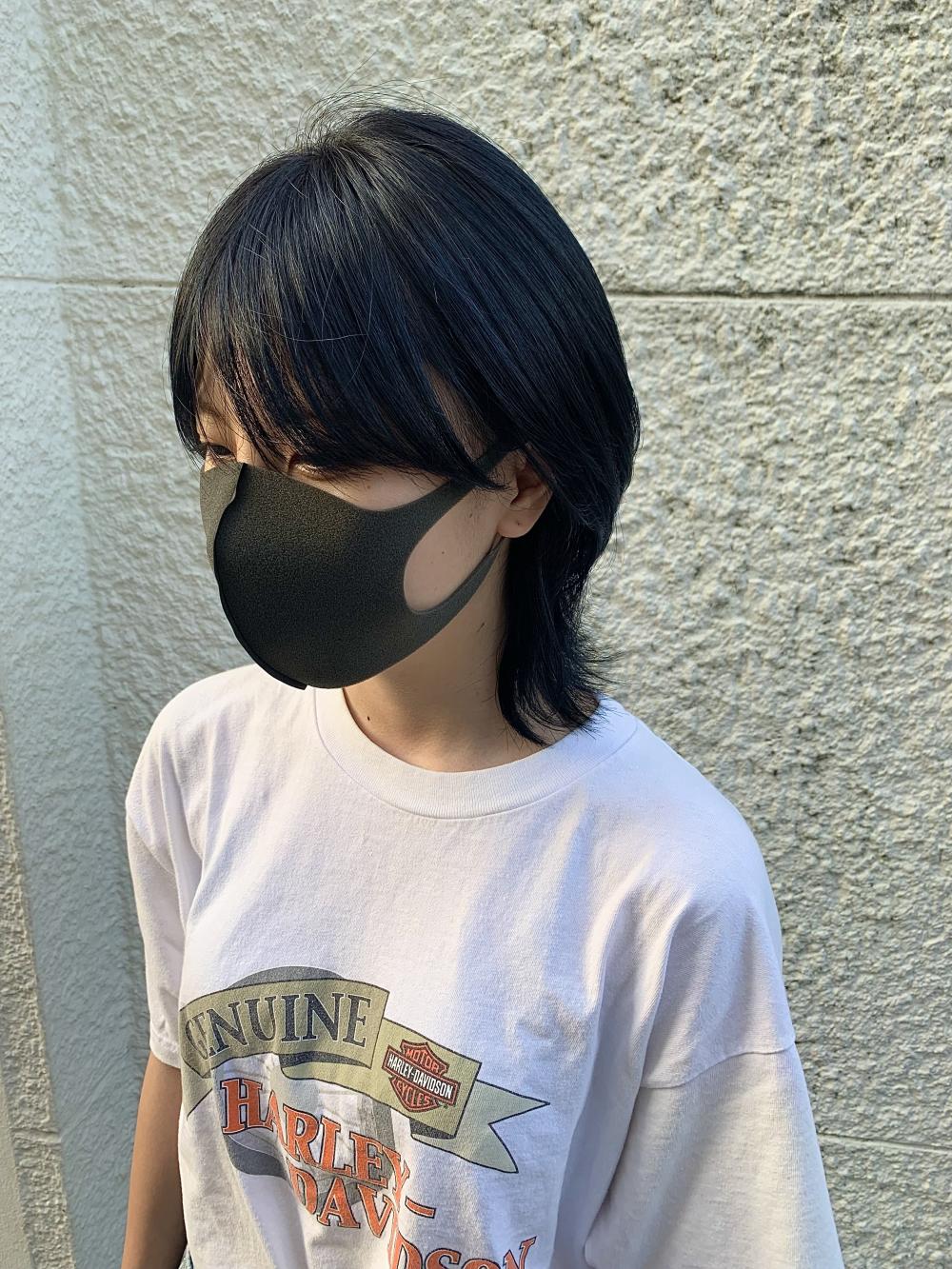 【ミディアムウルフ】ブルーブラックでクールに