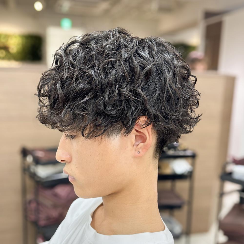 強め波巻きスパイラルパーマツイストスパイラルパーマメンズマッシュツーブロック