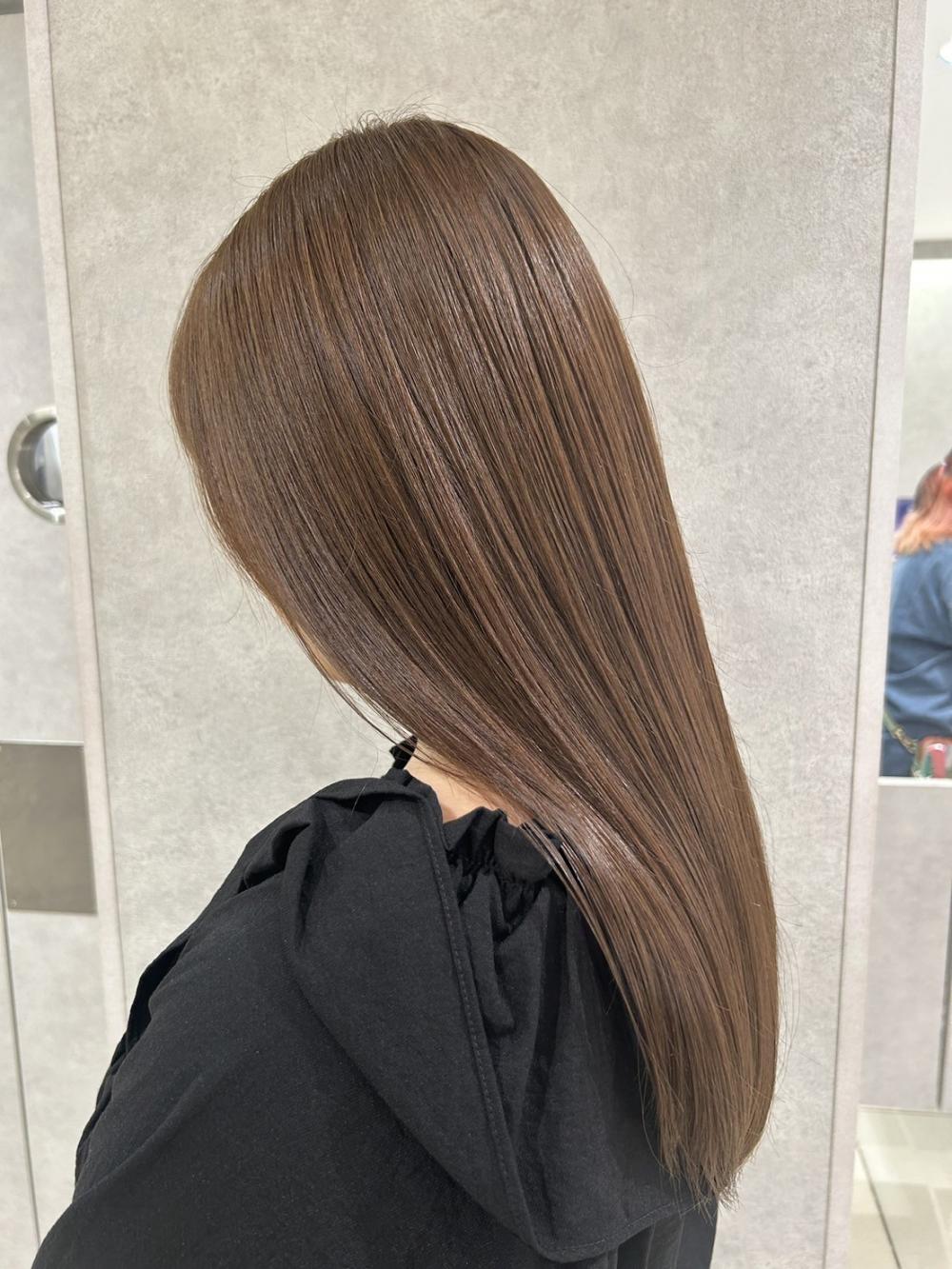 韓国ヘア髪質改善ブリーチなしダブルカラーミルクティーベージュ