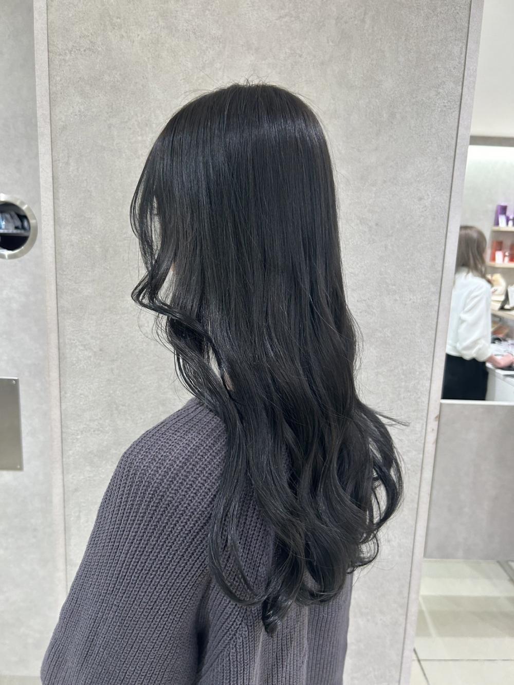 韓国ヘア透ける暗髪グレーブラックケアブリーチカラー