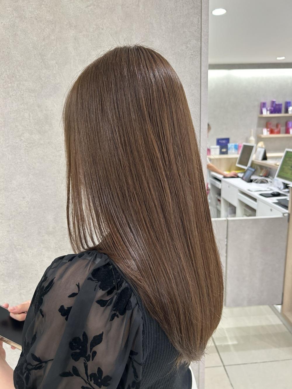 韓国ヘア髪質改善ブリーチなしダブルカラーオリーブベージュ