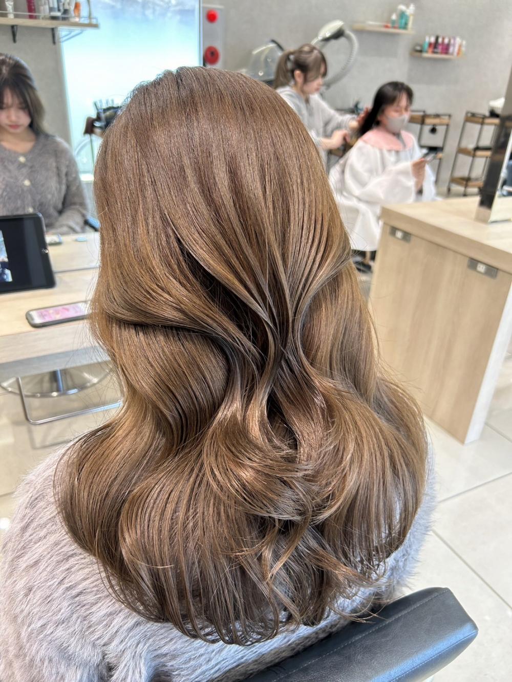 韓国ヘア髪質改善ブリーチなしダブルカラーアッシュベージュ