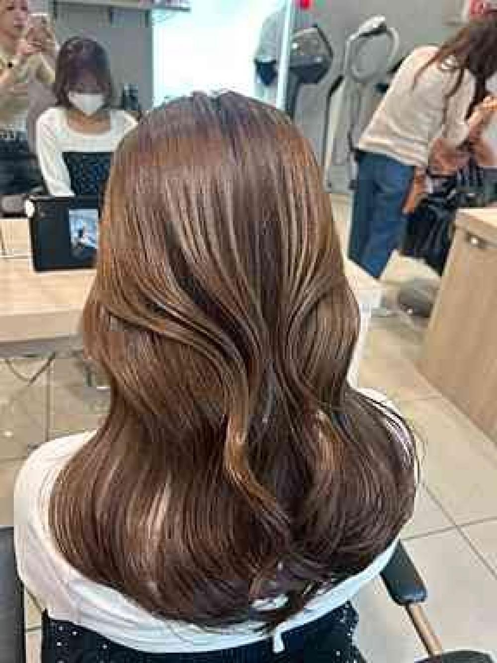 韓国ヘア髪質改善ブリーチなしダブルカラーアッシュベージュ