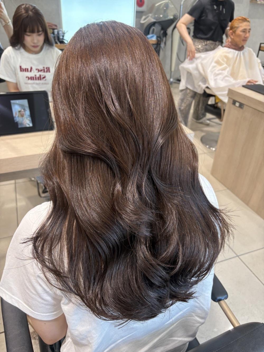 韓国ヘア髪質改善ブリーチなしダブルカラーアッシュベージュ